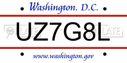 UZ7G8L District Of Columbia License Plate