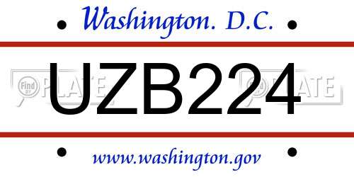 UZB224 District Of Columbia License Plate