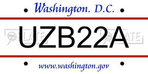 UZB22A District Of Columbia License Plate