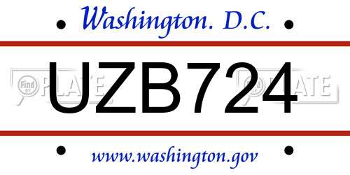 UZB724 District Of Columbia License Plate