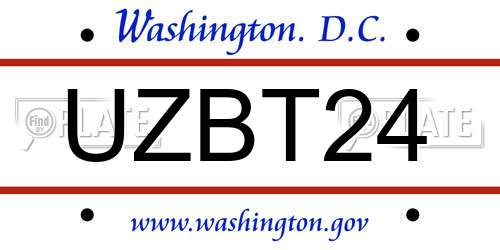 UZBT24 District Of Columbia License Plate