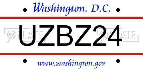 UZBZ24 District Of Columbia License Plate