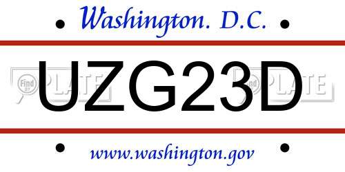 UZG23D District Of Columbia License Plate