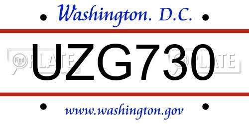 UZG730 District Of Columbia License Plate