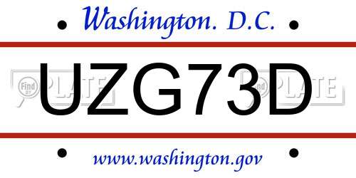 UZG73D District Of Columbia License Plate