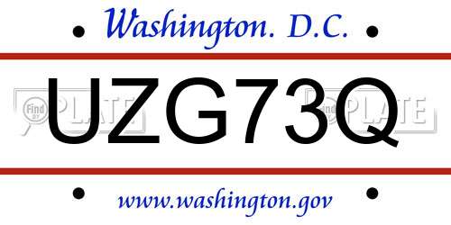 UZG73Q District Of Columbia License Plate