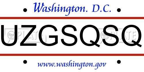 UZGSQSQ District Of Columbia License Plate