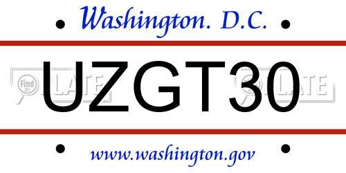 UZGT30 District Of Columbia License Plate