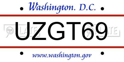 UZGT69 District Of Columbia License Plate
