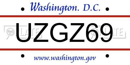 UZGZ69 District Of Columbia License Plate