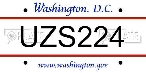 UZS224 District Of Columbia License Plate
