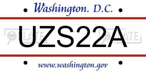 UZS22A District Of Columbia License Plate