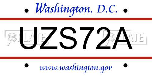 UZS72A District Of Columbia License Plate