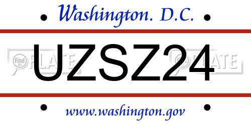 UZSZ24 District Of Columbia License Plate
