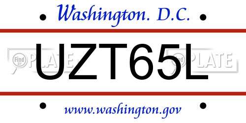 UZT65L District Of Columbia License Plate
