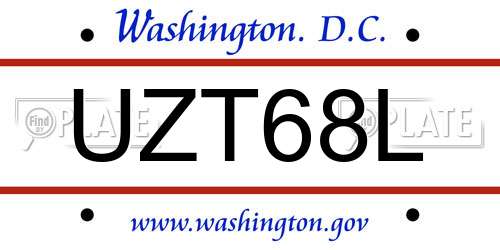 UZT68L District Of Columbia License Plate