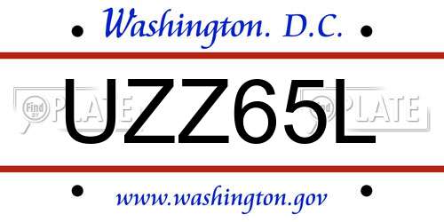 UZZ65L District Of Columbia License Plate