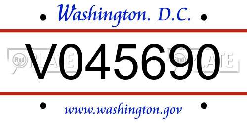 V045690 District Of Columbia License Plate