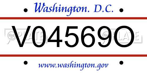 V04569O District Of Columbia License Plate
