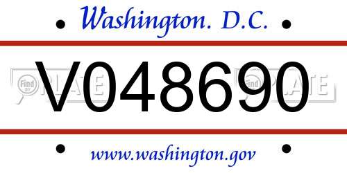 V048690 District Of Columbia License Plate