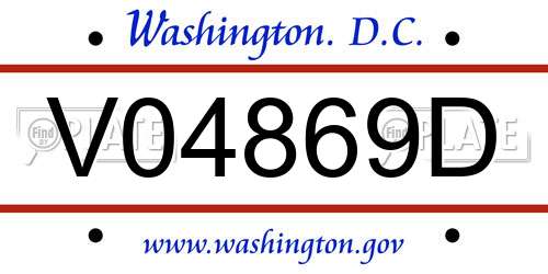 V04869D District Of Columbia License Plate
