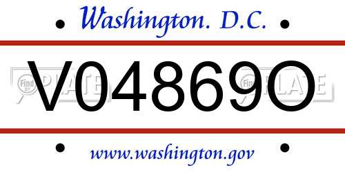V04869O District Of Columbia License Plate
