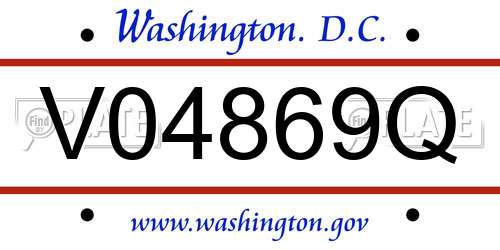 V04869Q District Of Columbia License Plate