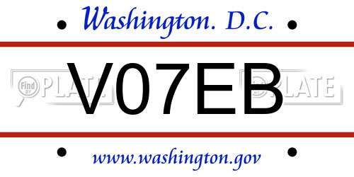 V07EB District Of Columbia License Plate