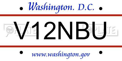 V12NBU District Of Columbia License Plate