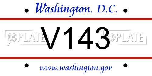 V143 District Of Columbia License Plate