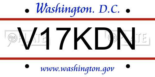 V17KDN District Of Columbia License Plate