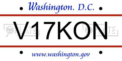V17KON District Of Columbia License Plate