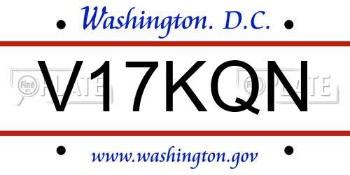 V17KQN District Of Columbia License Plate