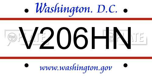 V206HN District Of Columbia License Plate