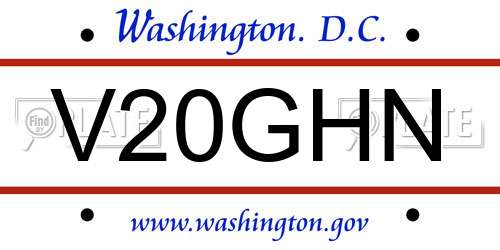 V20GHN District Of Columbia License Plate