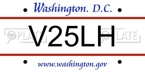 V25LH District Of Columbia License Plate