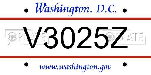 V3025Z District Of Columbia License Plate