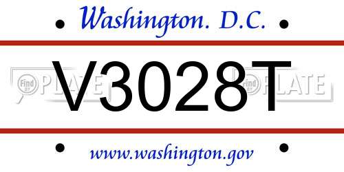 V3028T District Of Columbia License Plate