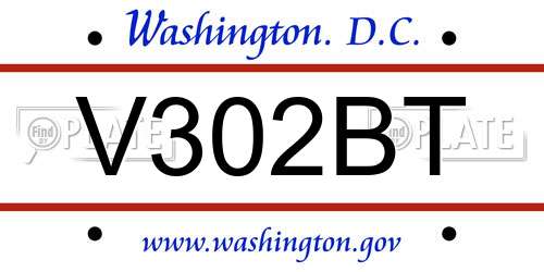 V302BT District Of Columbia License Plate