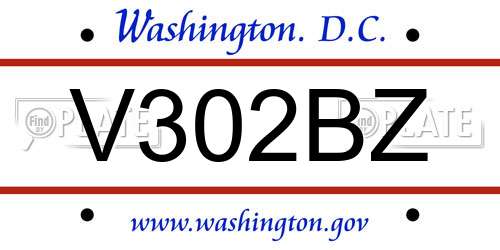 V302BZ District Of Columbia License Plate