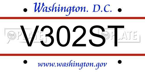 V302ST District Of Columbia License Plate