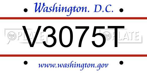 V3075T District Of Columbia License Plate