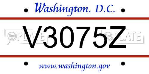 V3075Z District Of Columbia License Plate