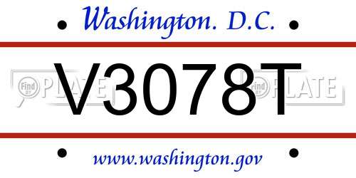 V3078T District Of Columbia License Plate