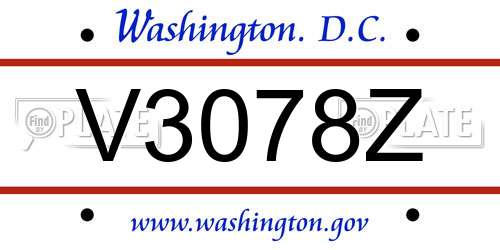 V3078Z District Of Columbia License Plate
