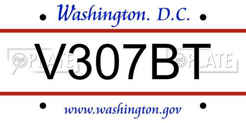 V307BT District Of Columbia License Plate
