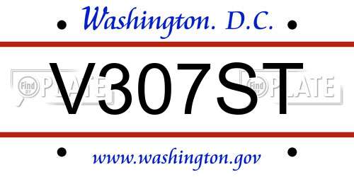 V307ST District Of Columbia License Plate