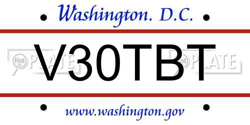 V30TBT District Of Columbia License Plate