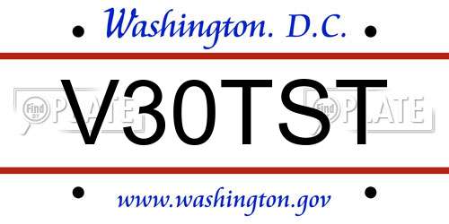 V30TST District Of Columbia License Plate