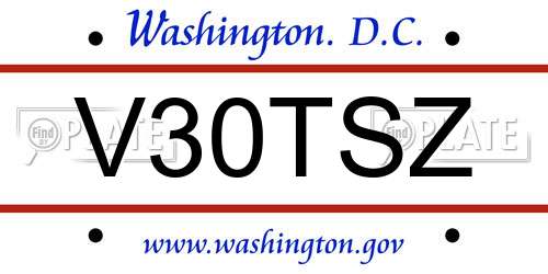 V30TSZ District Of Columbia License Plate
